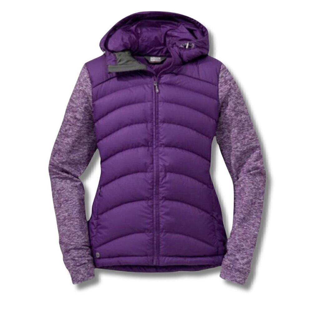 Outdoor Research Duck Down Plaza Hoodie Jacket Elderberry Purple S Puffer Coat